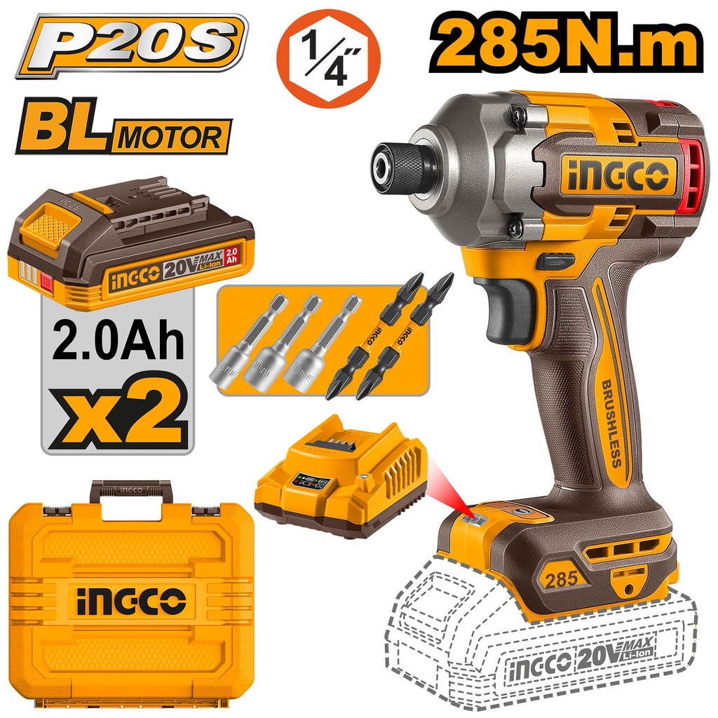 [CIRLI2028] INGCO VISSEUSE A CHOC 20V 285N.M BRUSHLESS AU MAROC [CIRLI2028]
