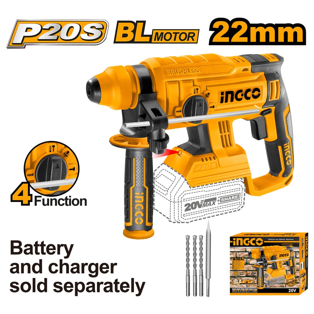[CRHLI2201] INGCO MARTEAU PERFORATEUR 22MM 20V (SANS BATTERIE) AU MAROC [CRHLI2201]