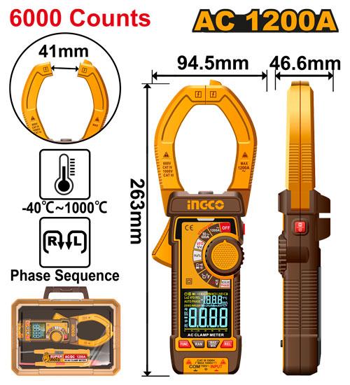 [DCM610001] INGCO PINCE MULTIMÈTRIQUE CAT.III 1000V INGCO NR AU MAROC [DCM610001]