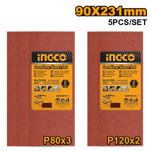 [AKFS240101-1] INGCO JEU FEUILLES ABRASIVES PONCAGE 5PCS 90*231MM FS320 AU MAROC [AKFS240101-1]