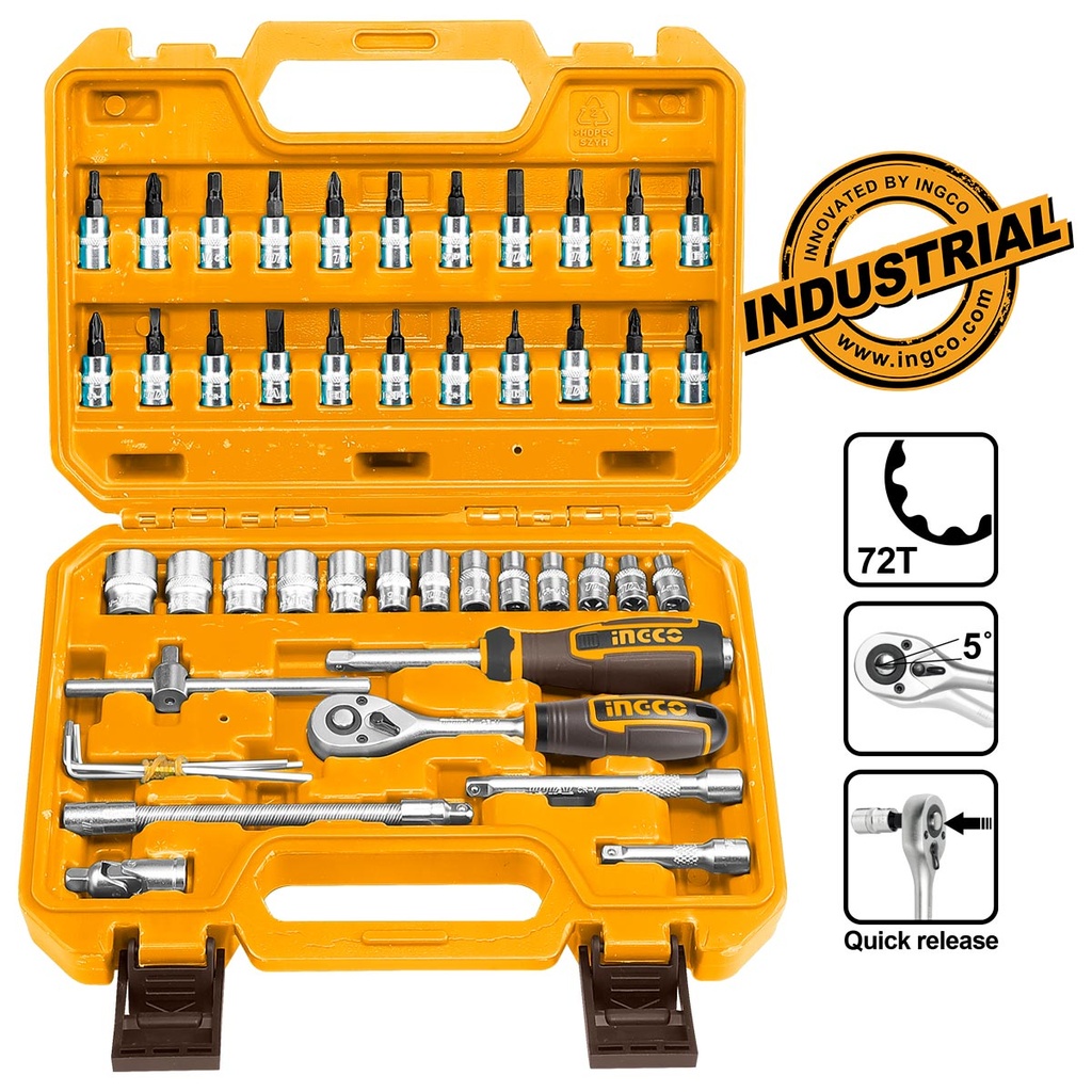 [HKTS14462] INGCO MALETTE DE DOUILLES 46 PCS 1/4 NP AU MAROC [HKTS14462]