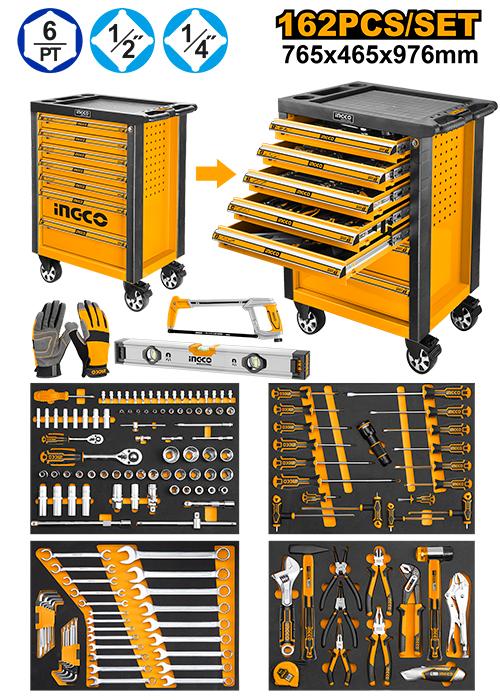 [HTCS271621] INGCO SERVANTE A 7 TIROIRS + 162 PIECES AU MAROC [HTCS271621]