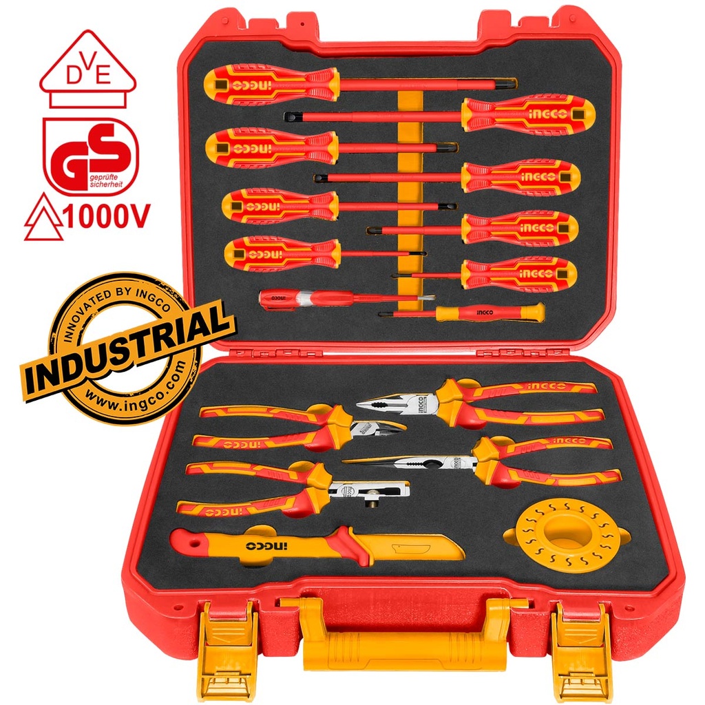 [HKITH1601] INGCO MALETTE 16PCS OUTILLAGE A MAIN ISOLE AU MAROC [HKITH1601]