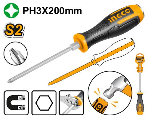 [HGTS68PH3200] INGCO TOURNEVIS À ZONE DE FRAPPE PH3  8*200 MM AU MAROC [HGTS68PH3200]