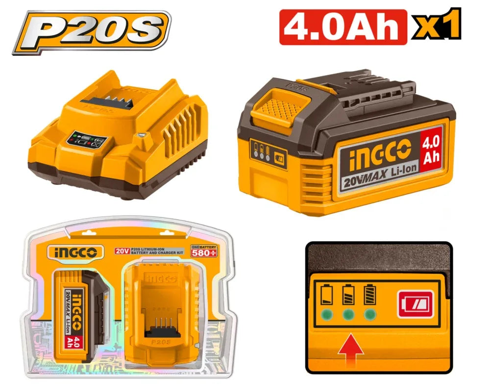 [FBCPK1012] INGCO PACK BATTERIE +CHARGEUR 20V 4.0AH INGCO AU MAROC [FBCPK1012]