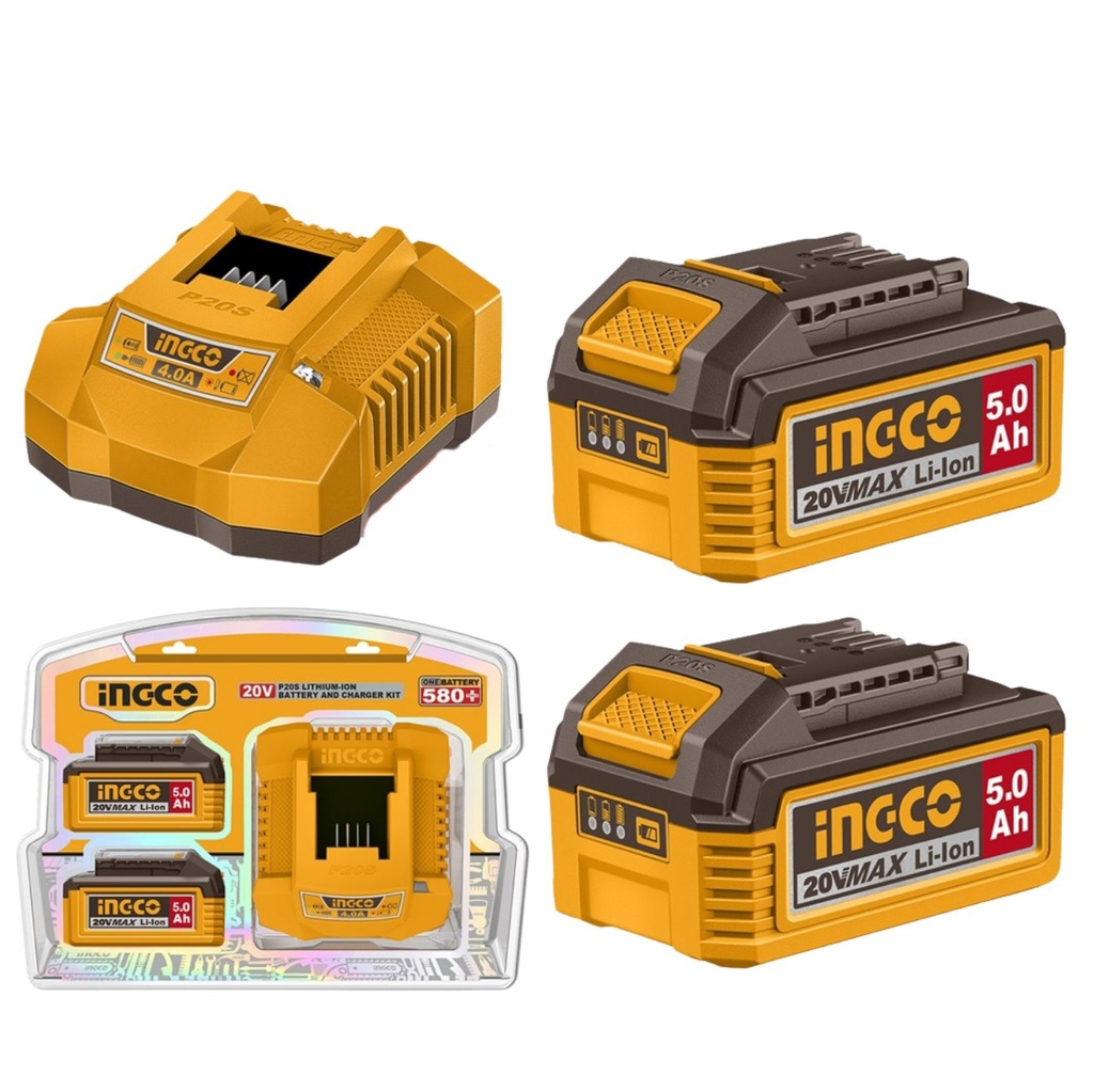 [FBCPK2513] INGCO PACK DE 2 BATTERIES 5AH +CHARGEUR AU MAROC [FBCPK2513]