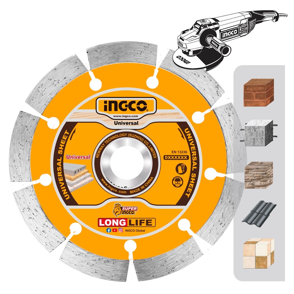 [DMD012302] INGCO DISQUE DIAMENT SEC/EAU 230MM INGCO AU MAROC [DMD012302]
