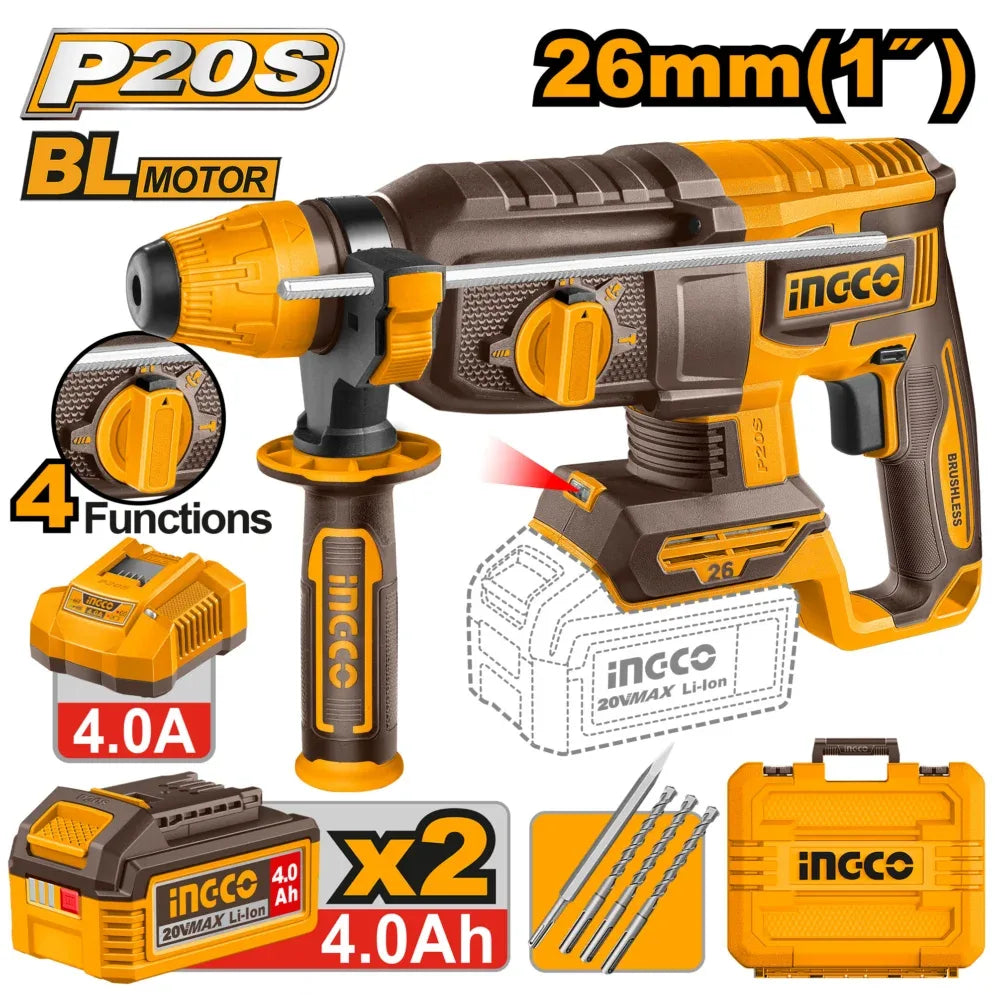 [CRHLI262085] INGCO MARTEAU PERFORATEUR 20V 26MM 2BATT +CHARGEUR AU MAROC [CRHLI262085]