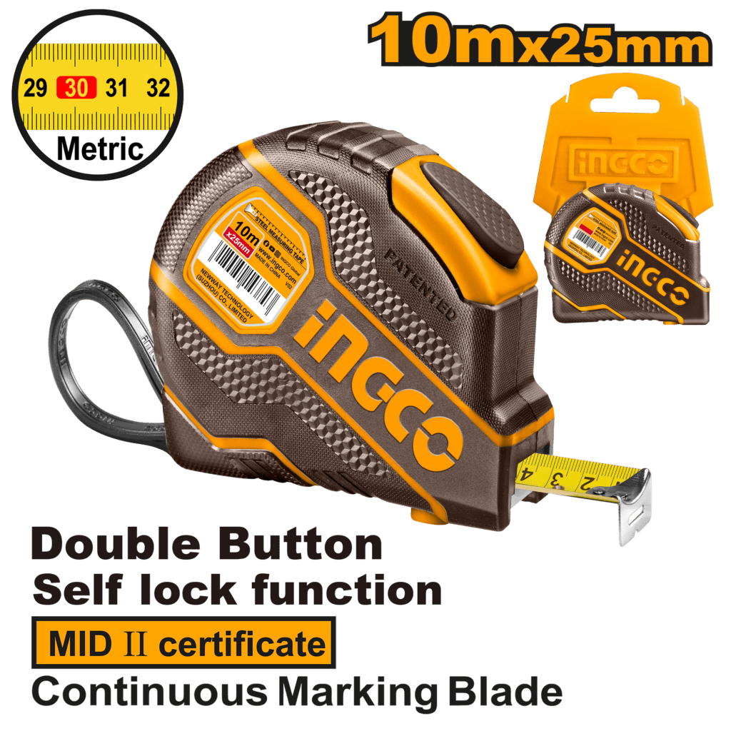 INGCO RUBAN A MESURER EN ACIER 10M X 25MM AU MAROC [HSMT08101E]