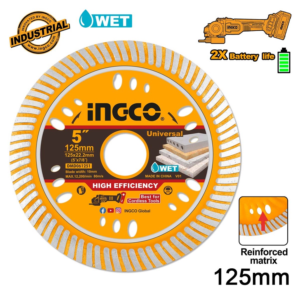 INGCO DISQUE DIAMANTE ULTRAFIN 125MM AU MAROC [DMD061251]