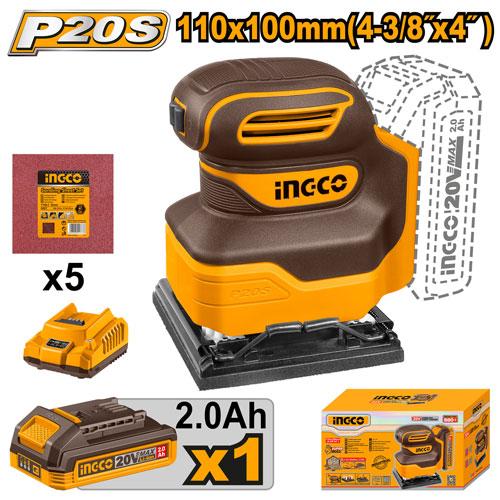 [CSHSLI20141] INGCO PONCEUSE VIBRANTE20V 1BATTERIE 110MM PLATEAU CARRE AU MAROC [CSHSLI20141]