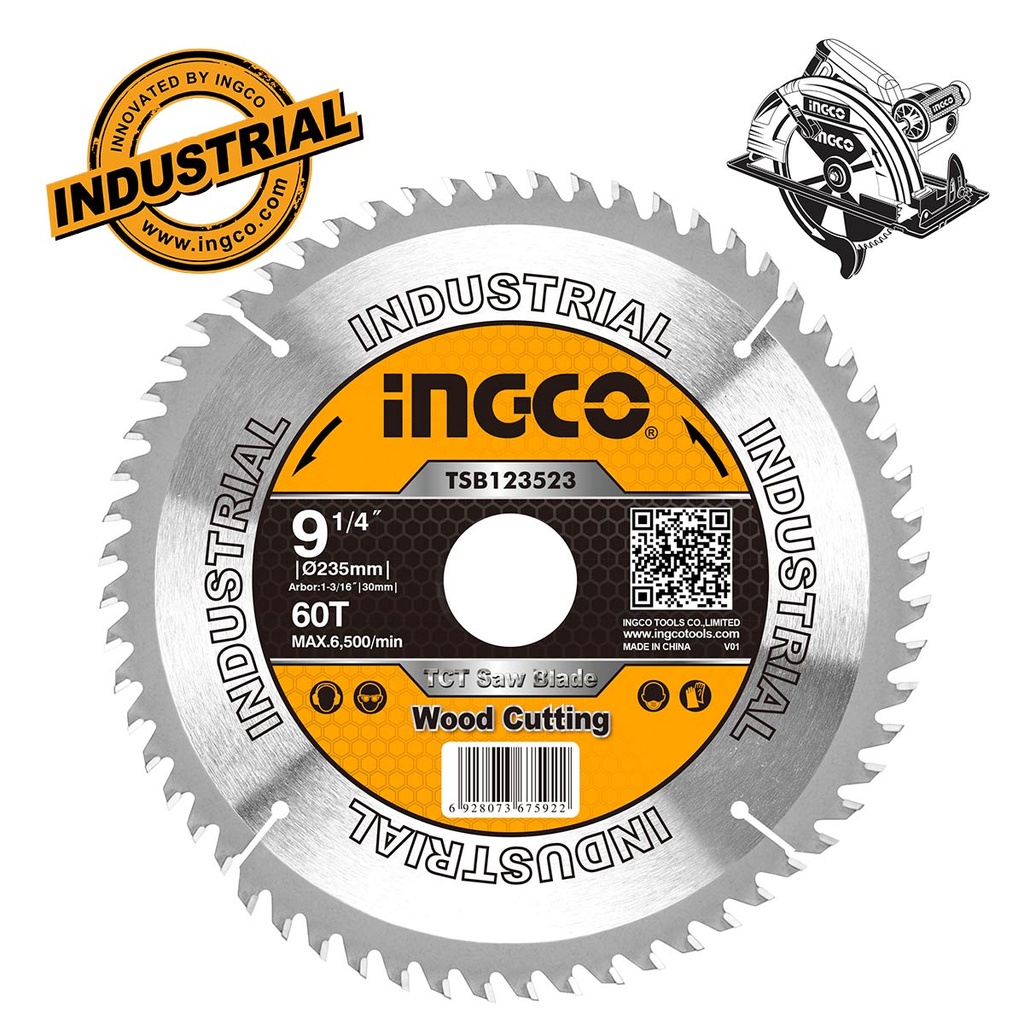 INGCO DISQUE POUR SCIE CIRCULAIRE 235MM 60 DENTS AU MAROC [TSB123523]
