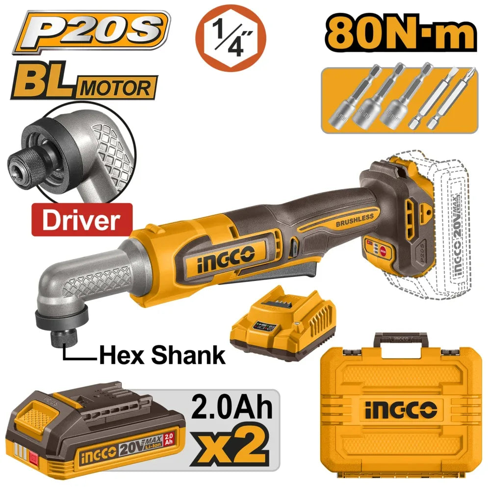 [CAIRLI208] INGCO VISSEUSE A PERCUSSION 20V 80N.M 2 BAT + 1 CH AU MAROC [CAIRLI208]