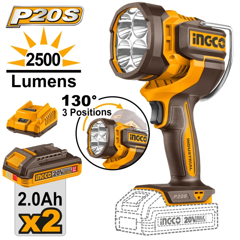 [CWLI20887] INGCO LAMPE DE TRAVAIL 20V 2500LUMENS AU MAROC [CWLI20887]