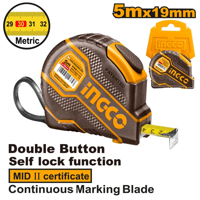 [HSMT080521E] INGCO RUBAN A MESURER EN ACIER 5M X 19MM AU MAROC [HSMT080521E]