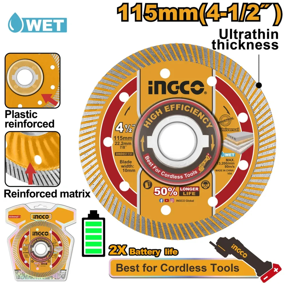 [DMD051151] INGCO DISQUE DIAMANTE ULTRA-MINCE A REBORD 115MM AU MAROC [DMD051151]