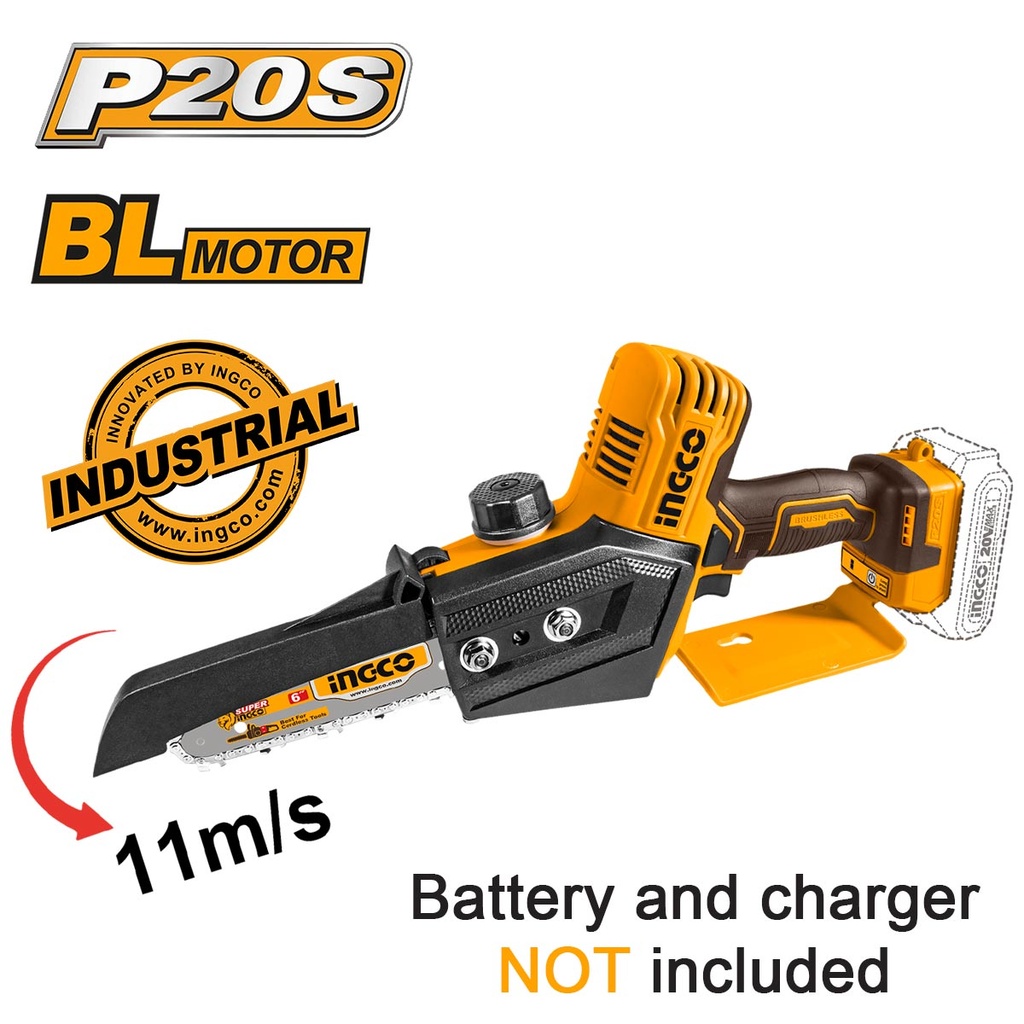 [CGSLI2068] INGCO SCIE ELAGUEUSE BRUSHLESS 20V 15CM SANS BATTERIE SANS CHARGEUR INGCO AU MAROC [CGSLI2068]