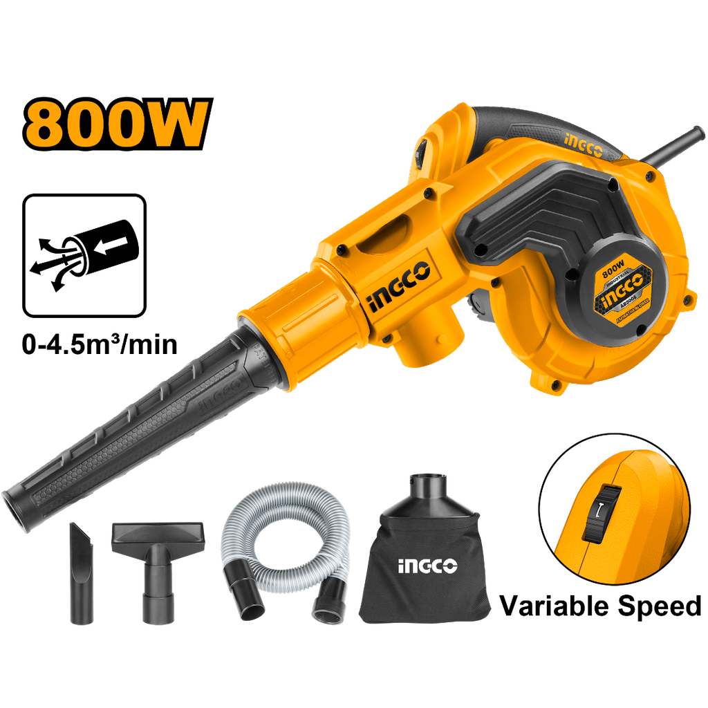 [AB8008] INGCO SOUFFLEUR ASPIRATEUR 800W + 4 ACCESSOIRES AU MAROC [AB8008]