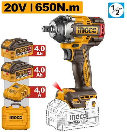 [CIWLI2065] INGCO BOULONNEUSE 650N.M AVEC 2 BATT + CHARGEUR AU MAROC [CIWLI2065]