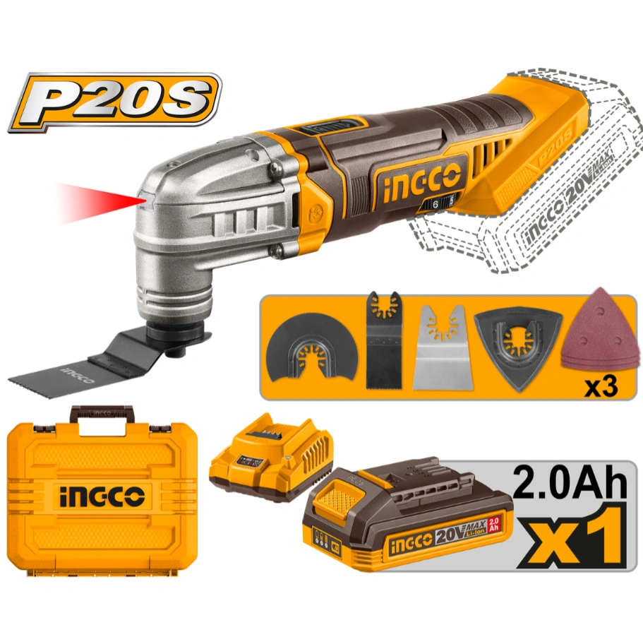 [CMLI20228] INGCO OUTIL MULTIFONCTION SANS FIL 20V AVEC 1BATT ET 1 CHARGEUR AU MAROC [CMLI20228]