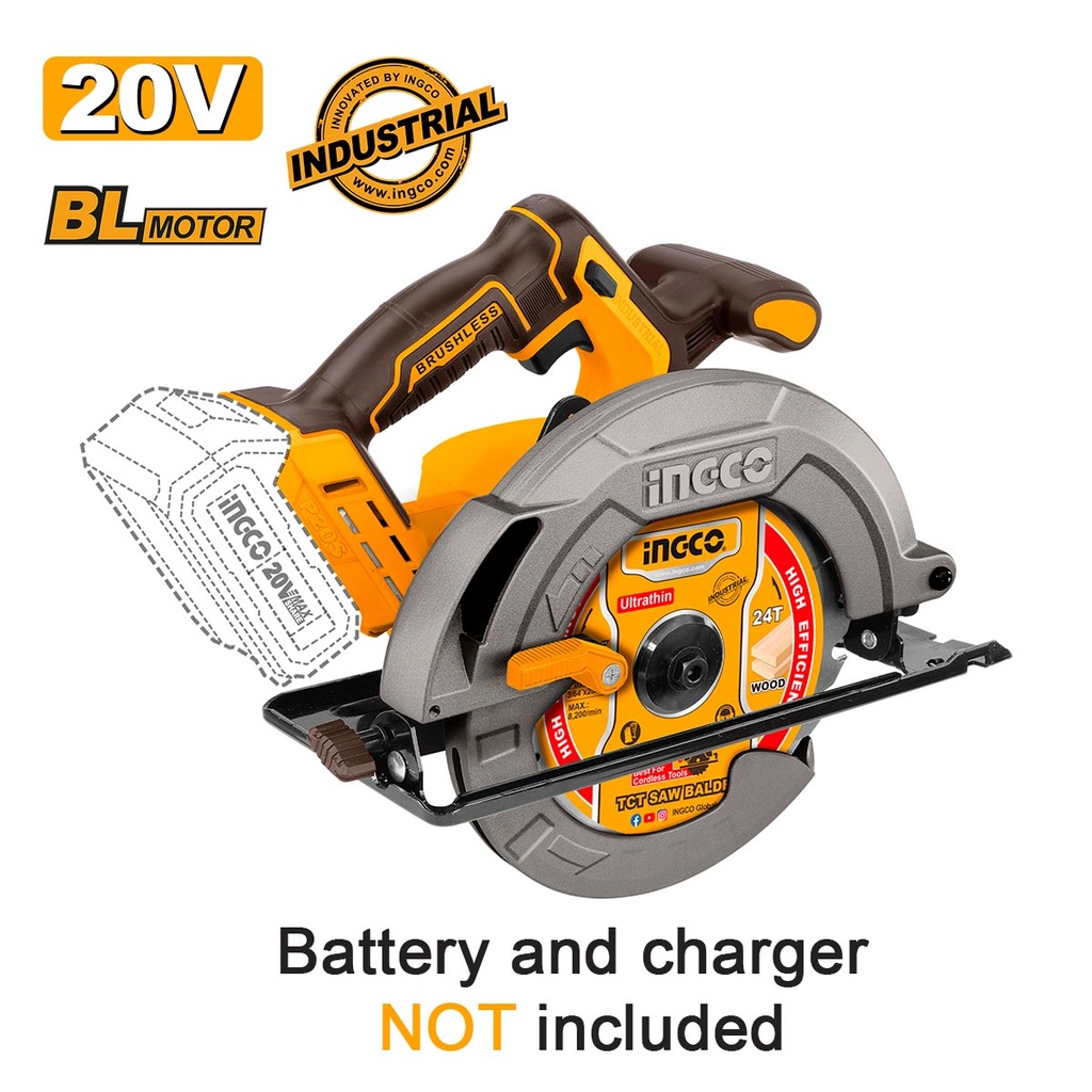 [CSLI1851] INGCO SCIE CIRCULAIRE BRUSHLESS 185MM 20V SANS BATTERIES SANS CHARGEUR INGCO AU MAROC [CSLI1851]