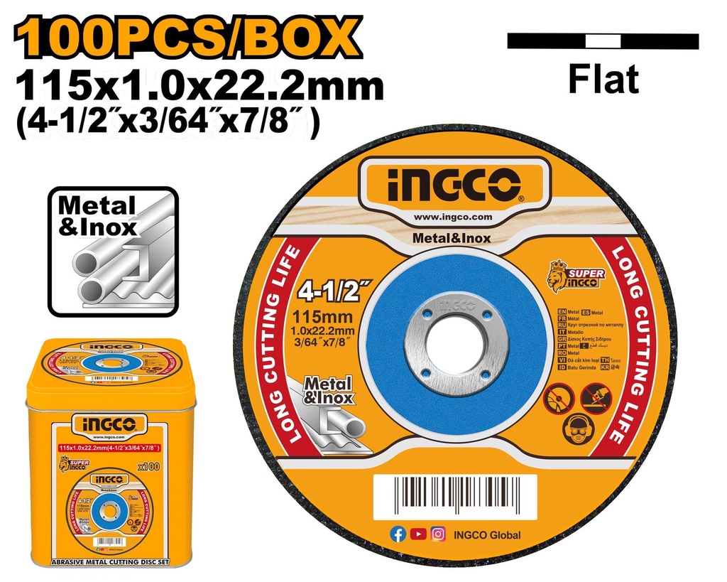[MCD10115100] INGCO JEU DE 100 DISQUES ABRASIFS 115MM SS AU MAROC [MCD10115100]