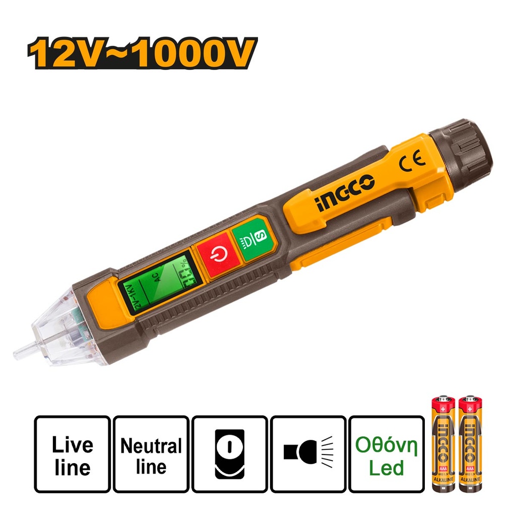 [VD210003] INGCO DETECTEUR DE TENSION AC DIGITAL 12V-1000V AU MAROC [VD210003]