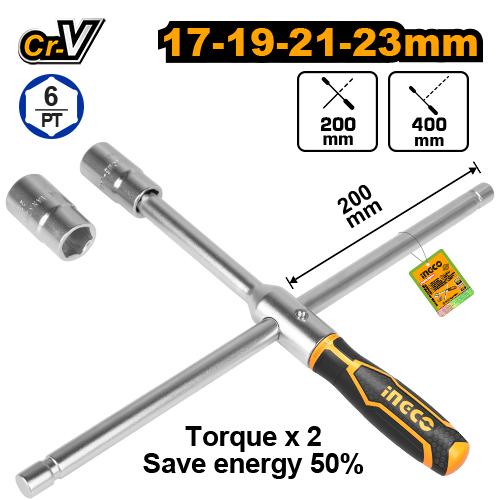[HRCW40231] INGCO CLE A BEQUILLE 400MM 4 DOUILLES:17MM 19MM 21M AU MAROC [HRCW40231]