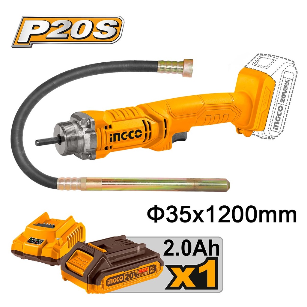 [CCVLI2023011] INGCO VIBREUR A BETON 20V + 1BATTERIE + 1AIGUILLE AU MAROC [CCVLI2023011]