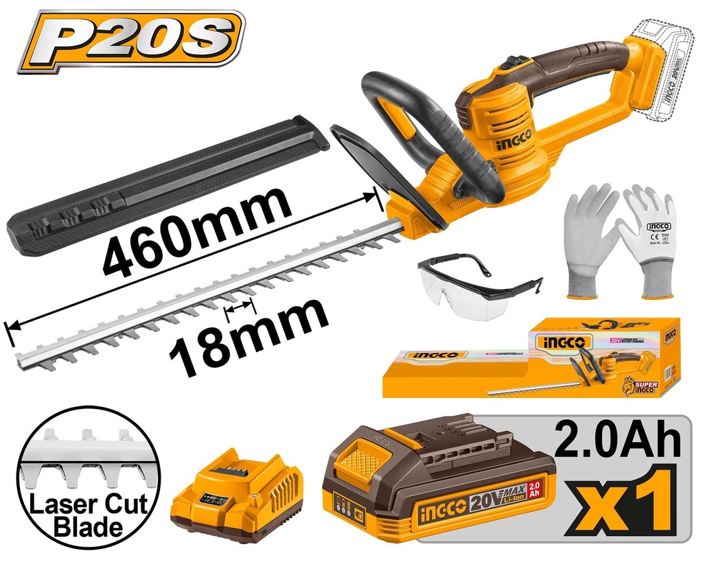 [CHTLI20461] INGCO TAILLE-HAIE + BATTERIE 20V  + ACCESSOIRES AU MAROC [CHTLI20461]