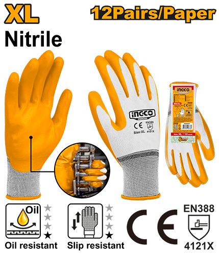 [HGNG04] INGCO GANTS EN NITRILE XL NR AU MAROC [HGNG04]