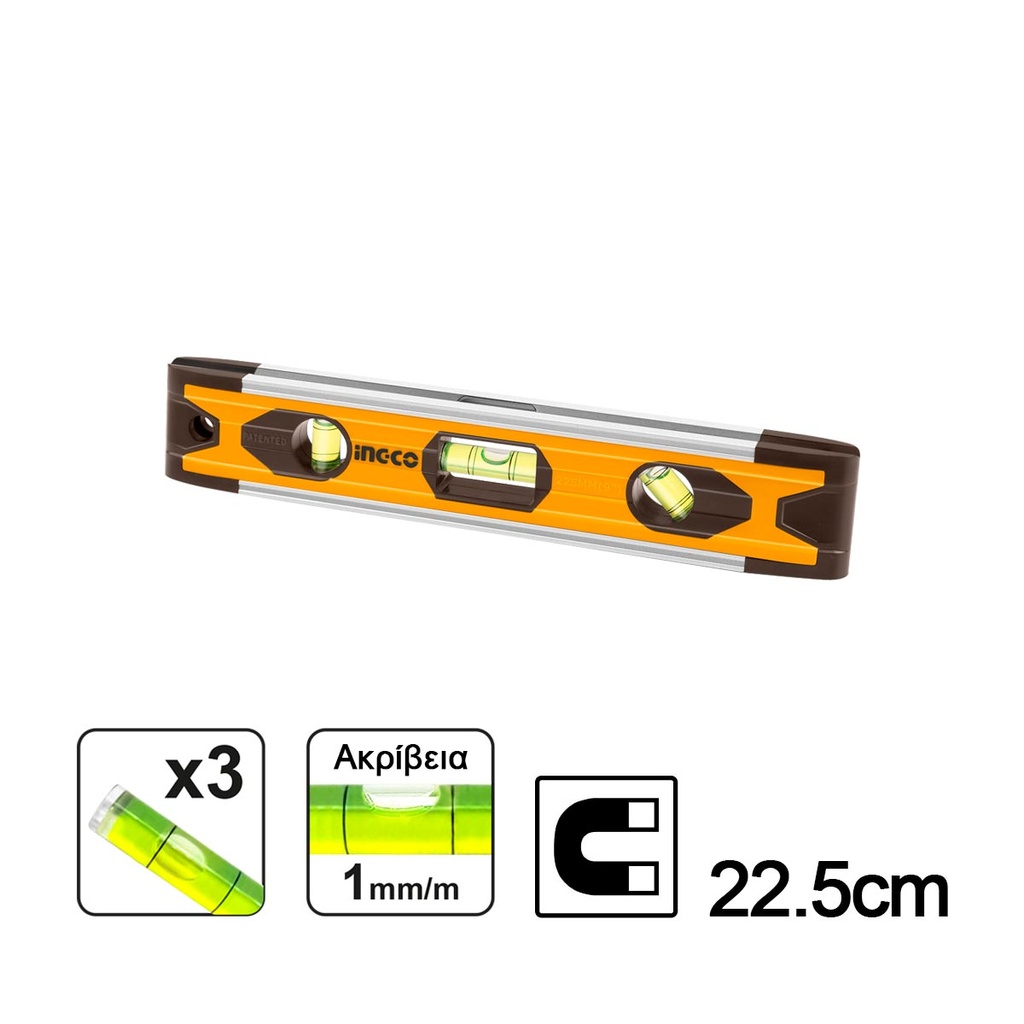 [HMSL01030] INGCO MINI NIVEAU A BULLE AVEC 3 FIOLES 225MM AU MAROC [HMSL01030]