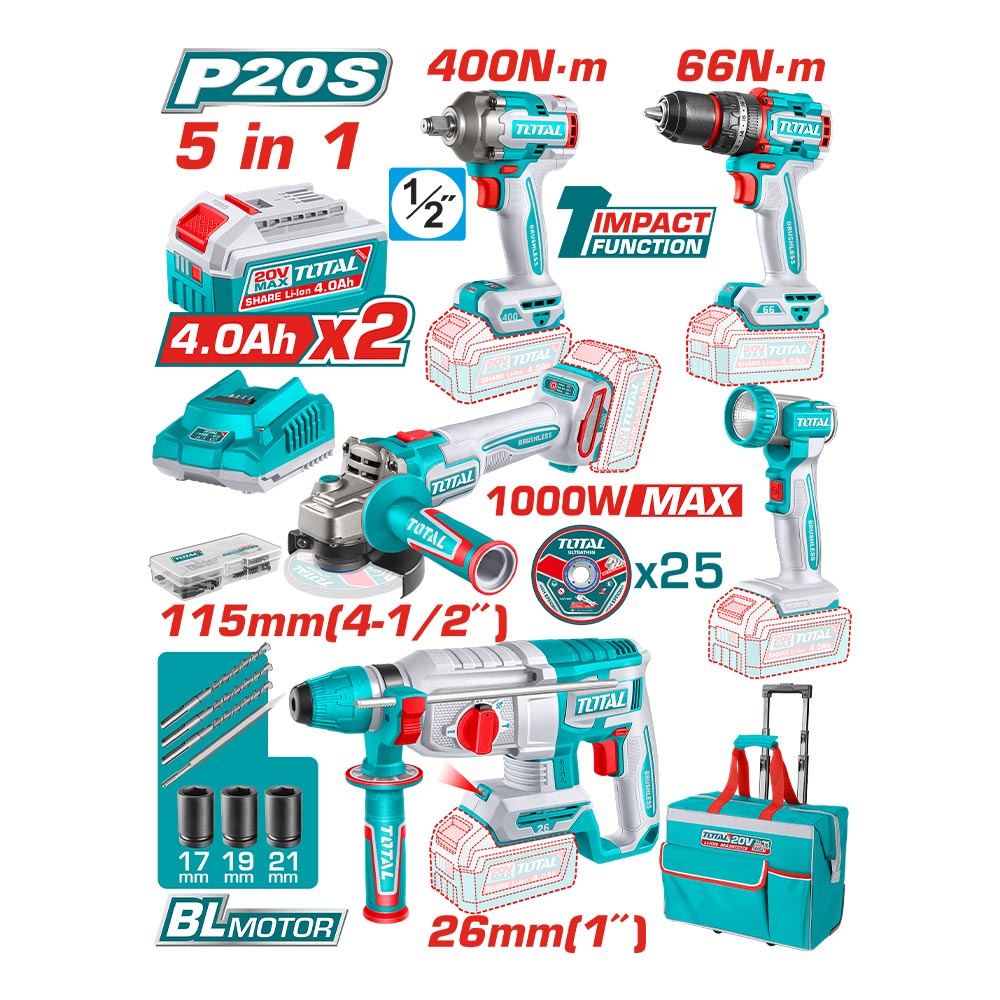 [TCKLI20592] TOTAL KIT COMBO SANS FIL 5 PIÈCES AU MAROC [TCKLI20592]