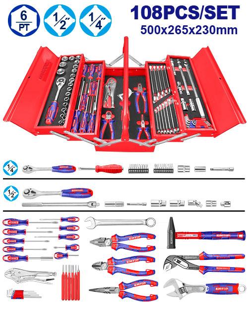 [EHTS00108] Caisse avec 108 outils EMTOP | EHTS00108