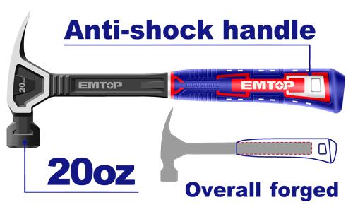 [EHAMCH2020] EMTOP MARTEAU DE MENUISIER AVEC MANCHE ANTI-CHOC - 560G [ EHAMCH2020 ]