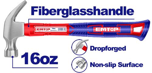[EHAMCH1601] EMTOP MARTEAU DE MENUISIER AVEC MANCHE EN FIBRE DE VERRE - 450G [ EHAMCH1601 ]