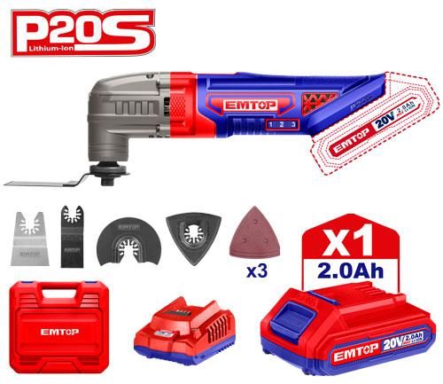 [ELMF20221] EMTOP OUTIL MULTIFONCTIONS OSCILLANT SANS FIL 20V + BATTERIE 2.0AH [ ELMF20221 ]