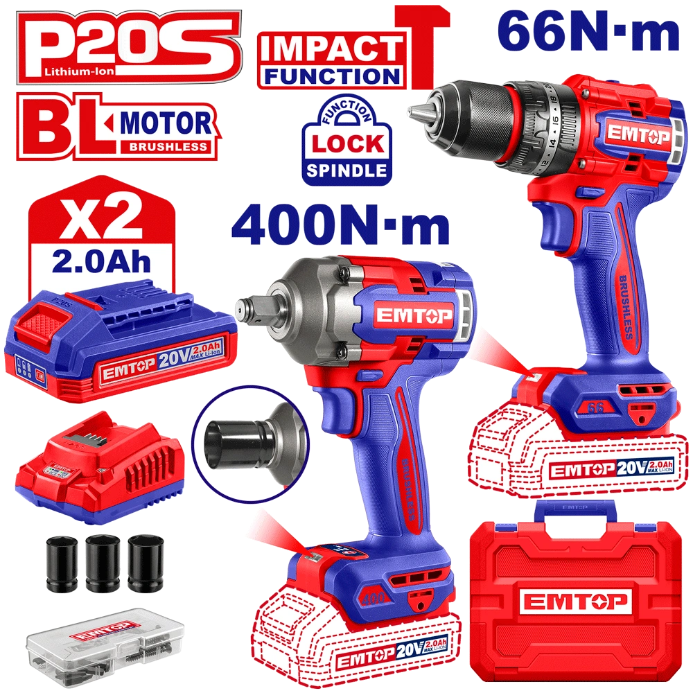[ECKL20275] EMTOP PACK VISSEUSE À PERCUSSION 66NM + CLÉ À CHOC 400 NM [ ECKL20275 ]