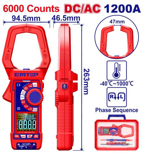 EMTOP PINCE AMPÈREMÉTRIǪUE DC/AC - 1000A [ EDMR7610002 ]