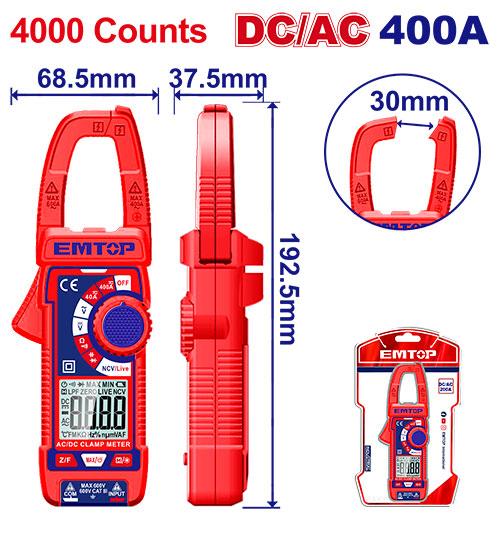 EMTOP PINCE AMPÈREMÉTRIǪUE DC/AC - 400A [ EDMR762002 ]