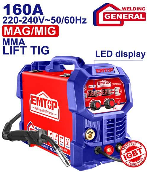 [EMGT1652] EMTOP POSTE À SOUDER INVERTER MAG/MIG/MMA/TIG 160A [ EMGT1652 ]