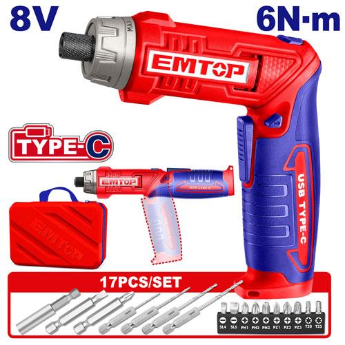 EMTOP TOURNEVIS SANS FIL 8V 6Nm - TYPE C [ ECSR0803 ]