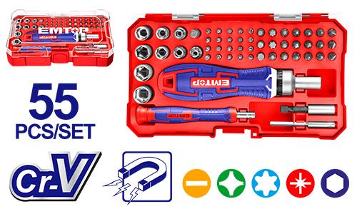 [EBST05502] Jeu de 55 embouts de tournevis EMTOP | EBST05502