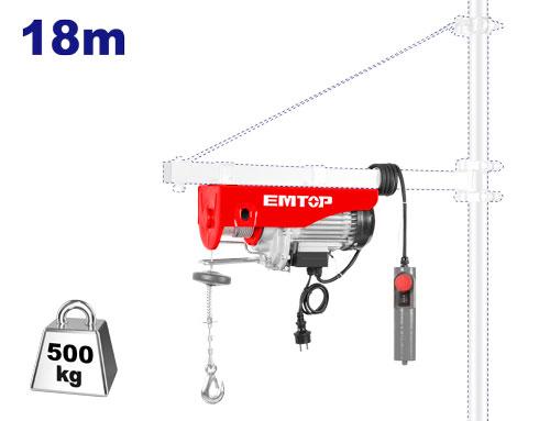 [EEHT5001] Palan électrique 500kg - 18m EMTOP | EEHT5001