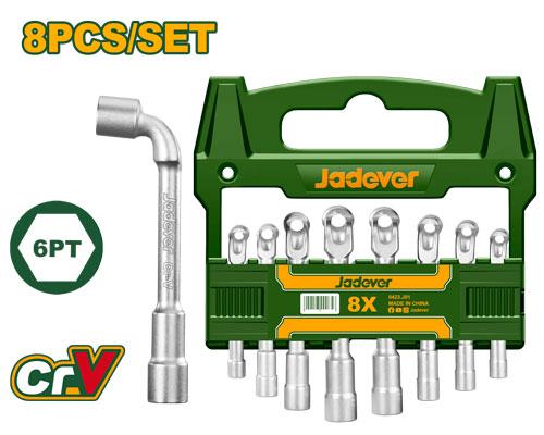 JADEVER JEU DE 8 CLÉS À PIPE COUDÉES EN L AU MAROC [JDTH4208]