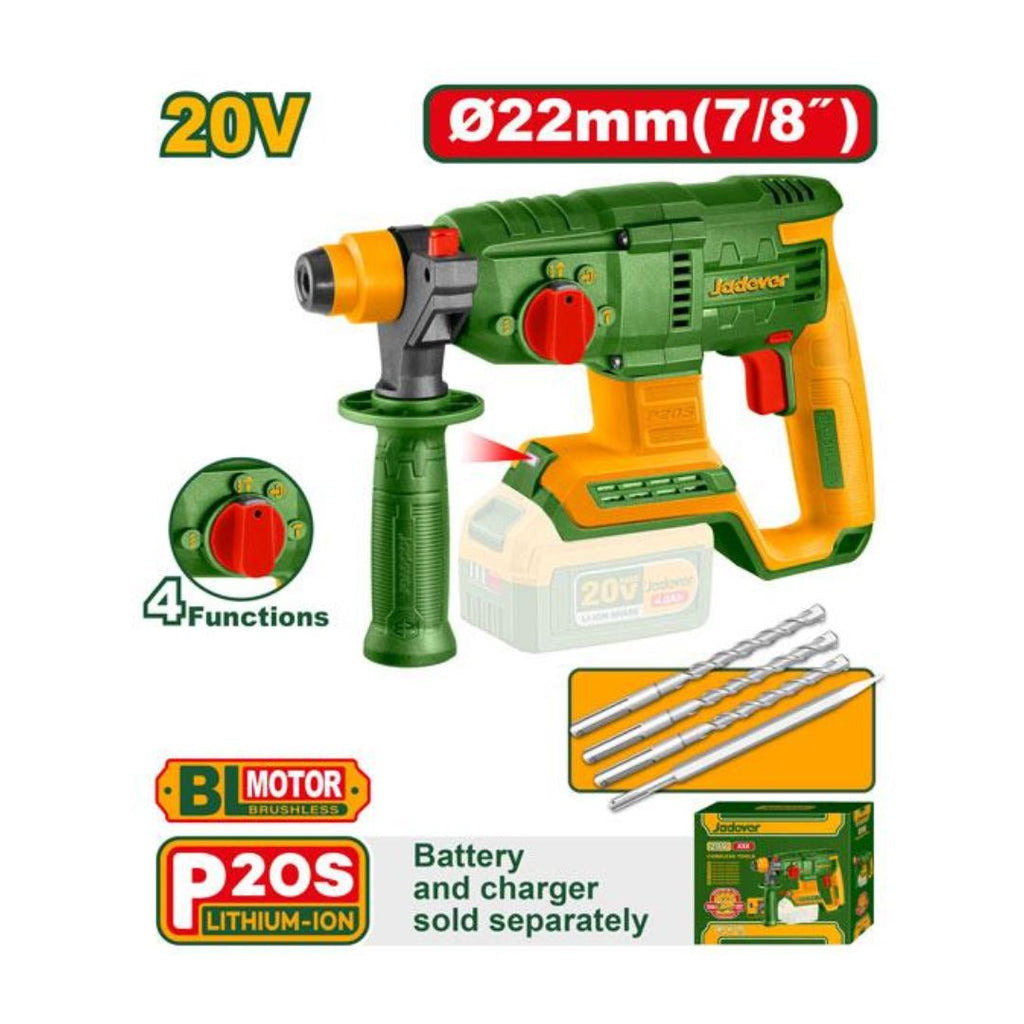 [JDLM15220] JADEVER MARTEAU PERFORATEUR BRUSHLESS 20V 22MM SANS BATTERIE SANS CHARGEUR AU MAROC [JDLM15220]