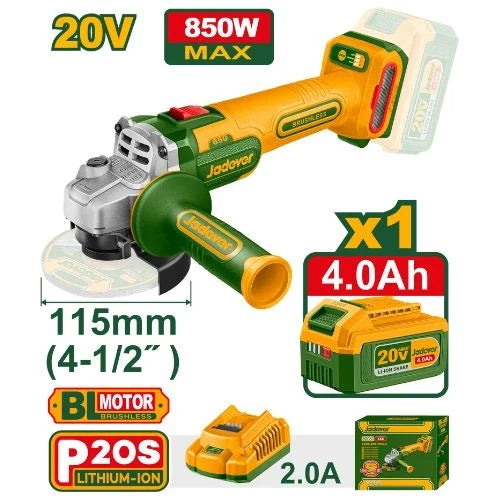 [JDLAP5421] JADEVER MEULEUSE D’ANGLE 20V 115MM + 1BATT 4,0AH AVEC CHARGEUR AU MAROC [JDLAP5421]