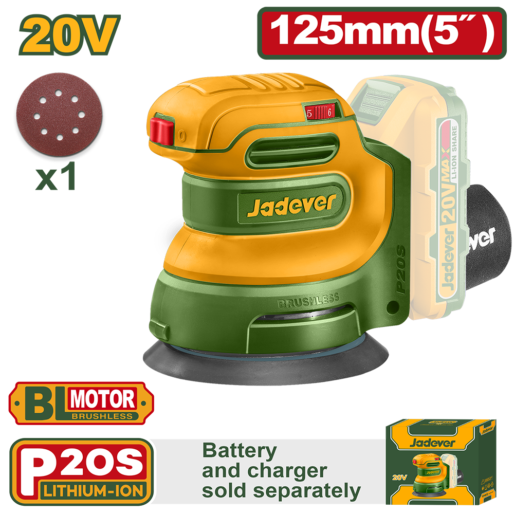 [JDRAP5030] JADEVER PONCEUSE EXCENTRIQUE BRUSHLESS 20V SANS BATTERIE SANS CHARGEUR AU MAROC [JDRAP5030]
