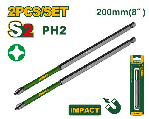 [JDSV5K65] JADEVER SET 2 EMBOUTS DE TOURNEVIS À PERCUSSION PH2*200MM JADEVER AU MAROC [JDSV5K65]