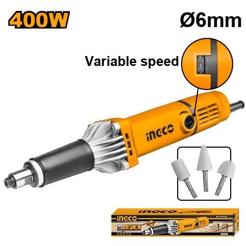 [PDG4003] INGCO MEULEUSE DROITE 6MM 400W + 3 ACCESSOIRES AU MAROC [PDG4003]